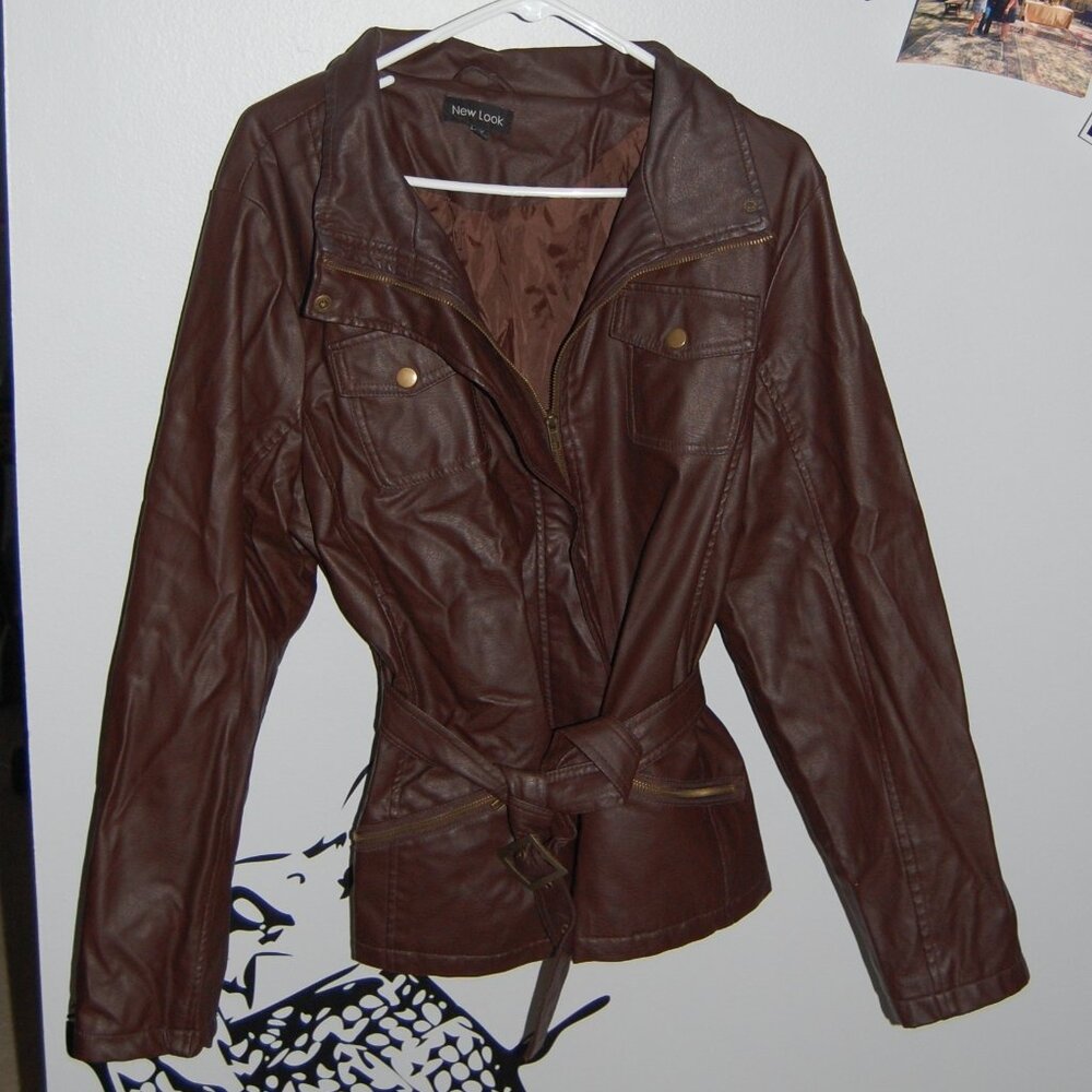 FAUX LEATHER JACKET WITH BELT 2X